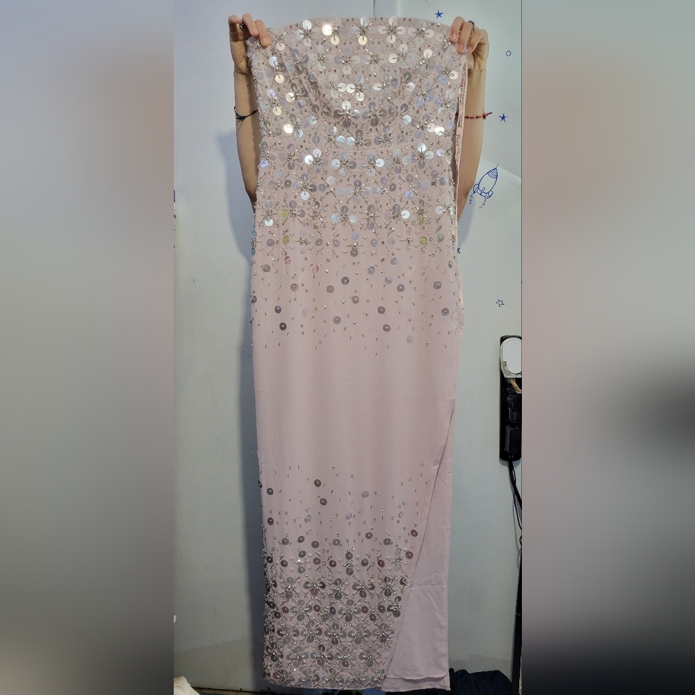 NEW With Tags Oh Polly Alcyone Hand Embellished Bandeau Maxi Dress Size 8